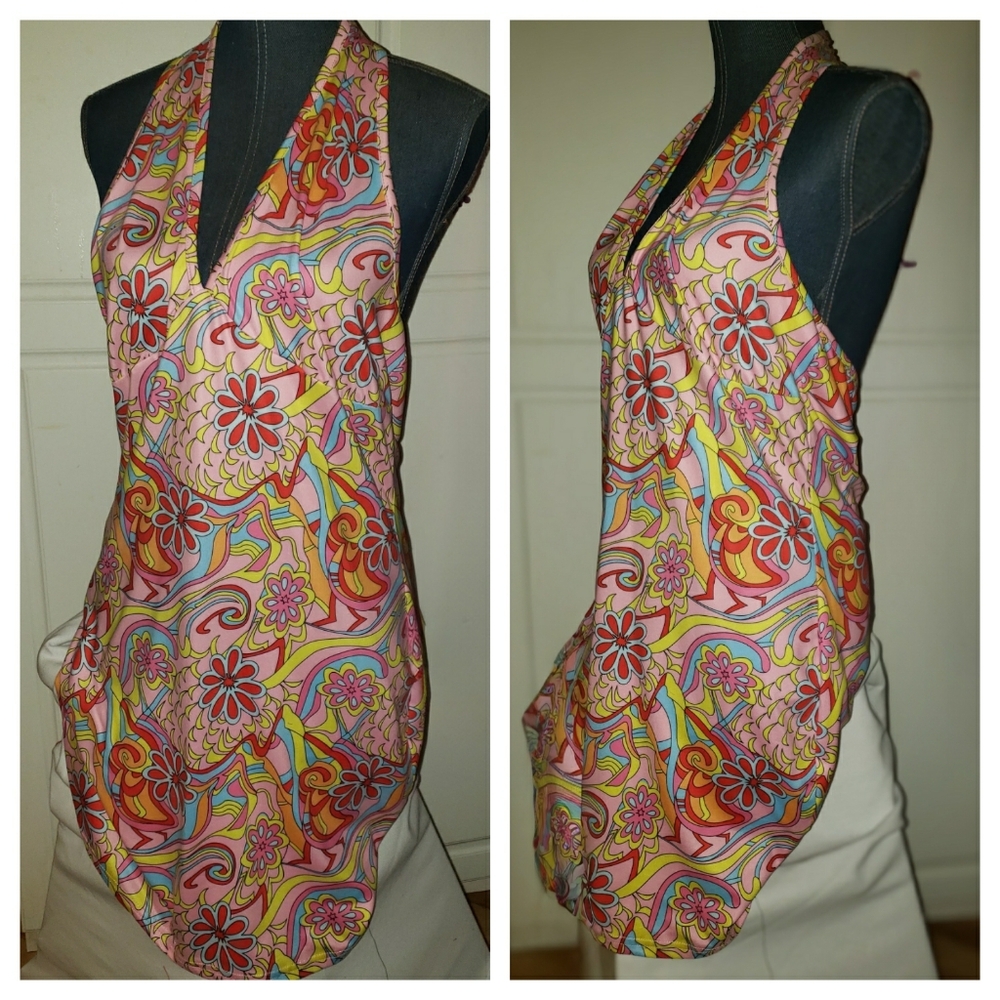 Colorful Floral Halter Dress